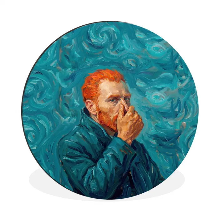 Portret - Klassiek - Blauw Wandcirkel aluminium klein -3d