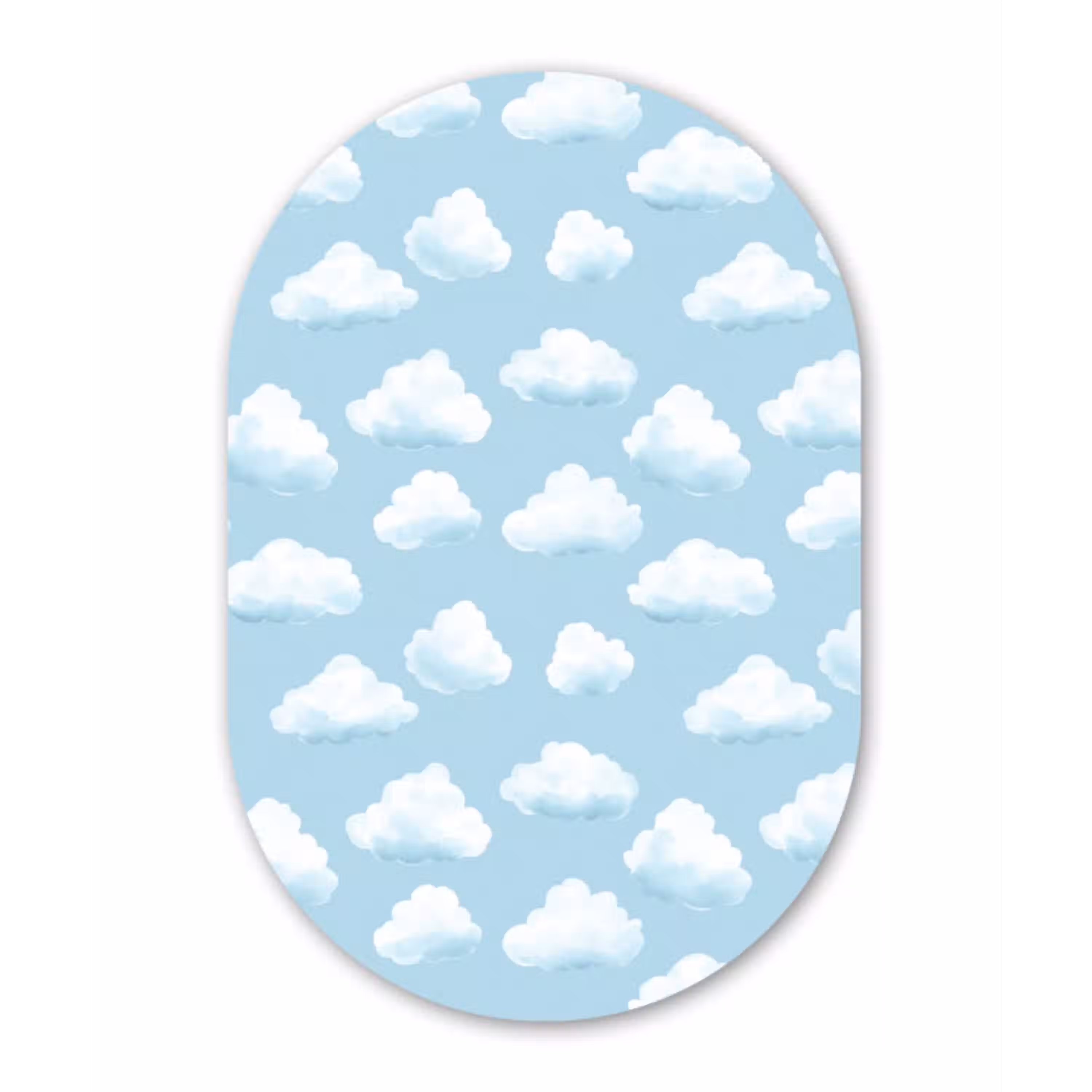 Wolken - Illustratie - Blauw Wandcirkel Ovaal Aluminium middel 839 -3d