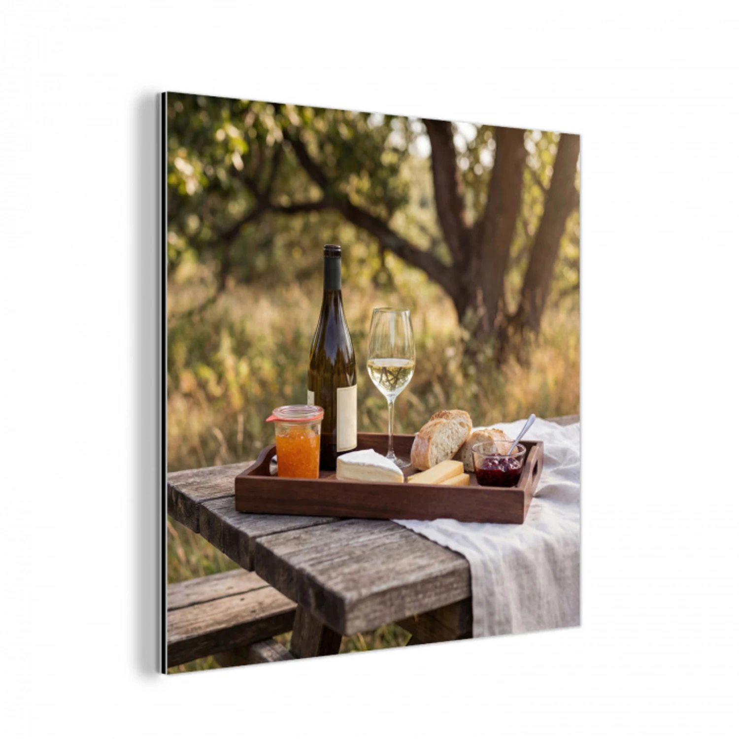 Picknick - Wijn - Kaasplankje aluminium wit klein -3d