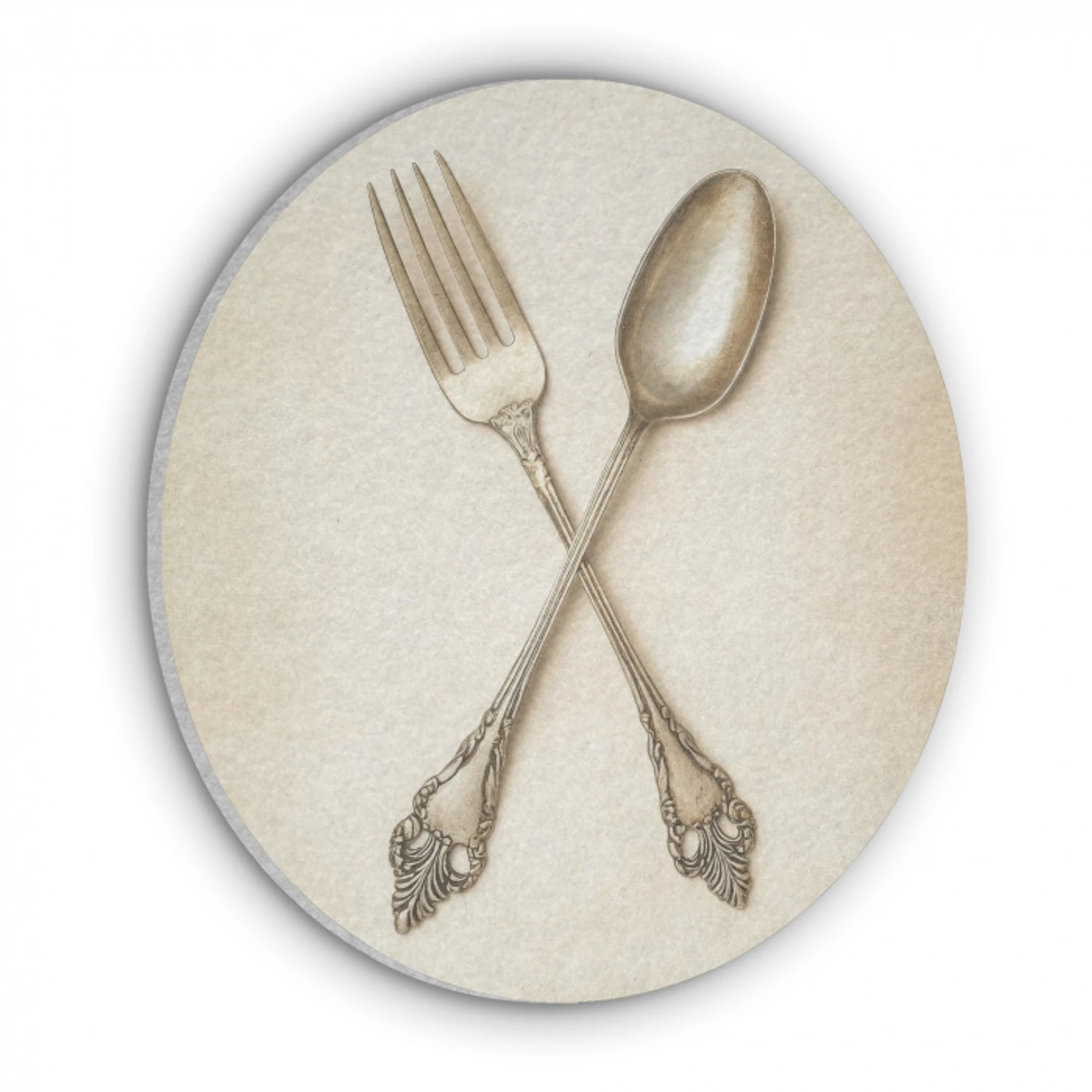 Beige - Vintage - Bestek Akoestische PET Vilt - Rond klein -3d