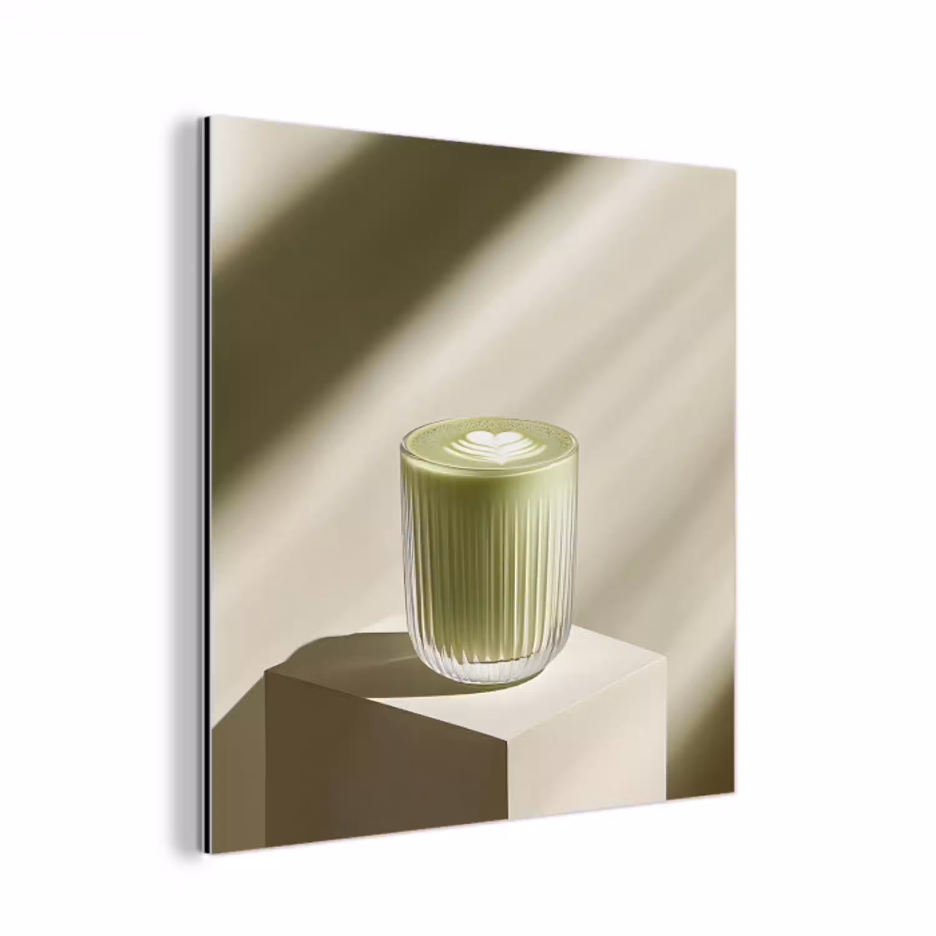Matcha - Glas - Groen - Minimalistisch aluminium wit klein -3d