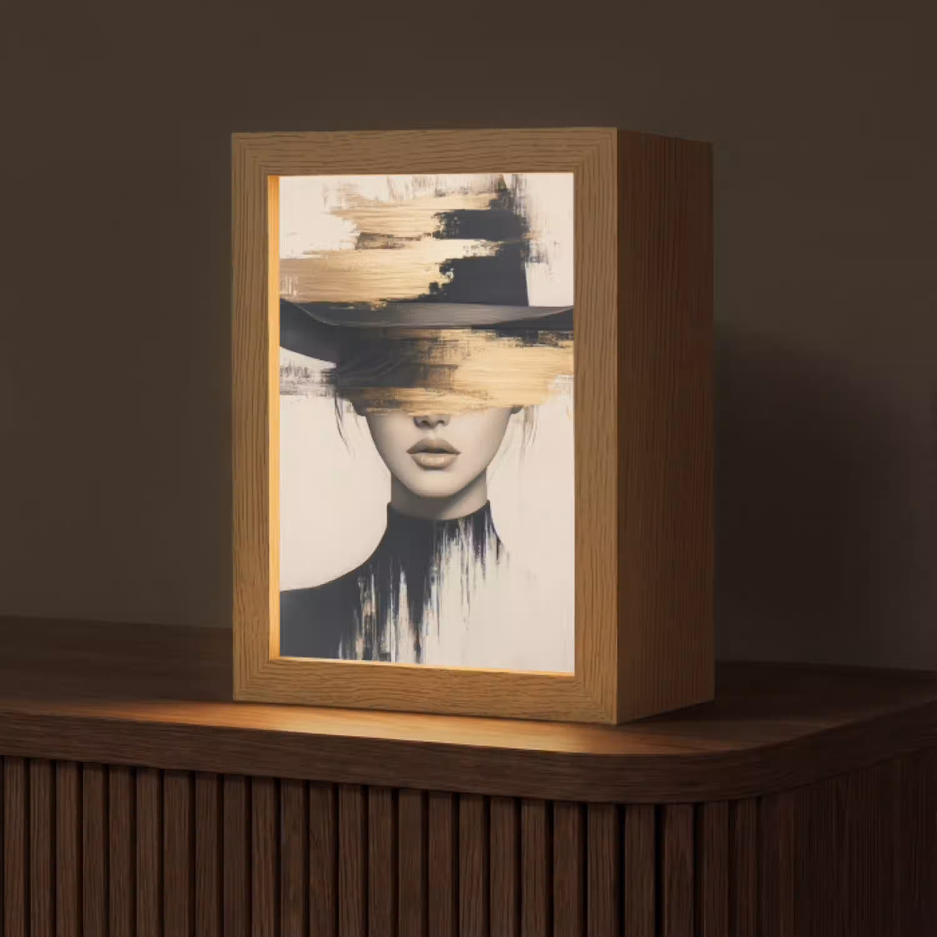 Vrouw - Hoed - Verf Light Box met kabel (Tafellamp) klein -z3d_website