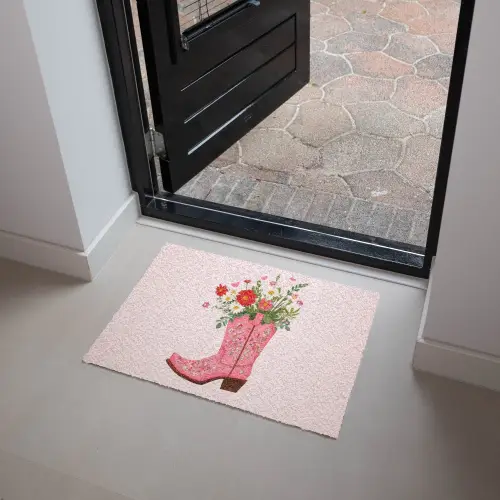 Cowboylaarzen - Roze - Boeket - Bloemen Deurmat klein -sfeer5
