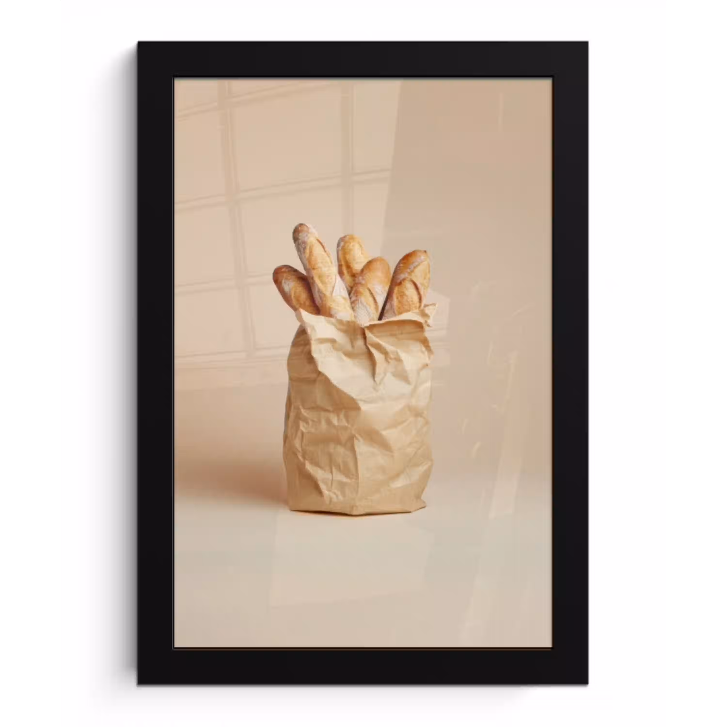Baguette - Brood - Stokbrood - Beige fotolijst zwart zonder passe partout klein -3d