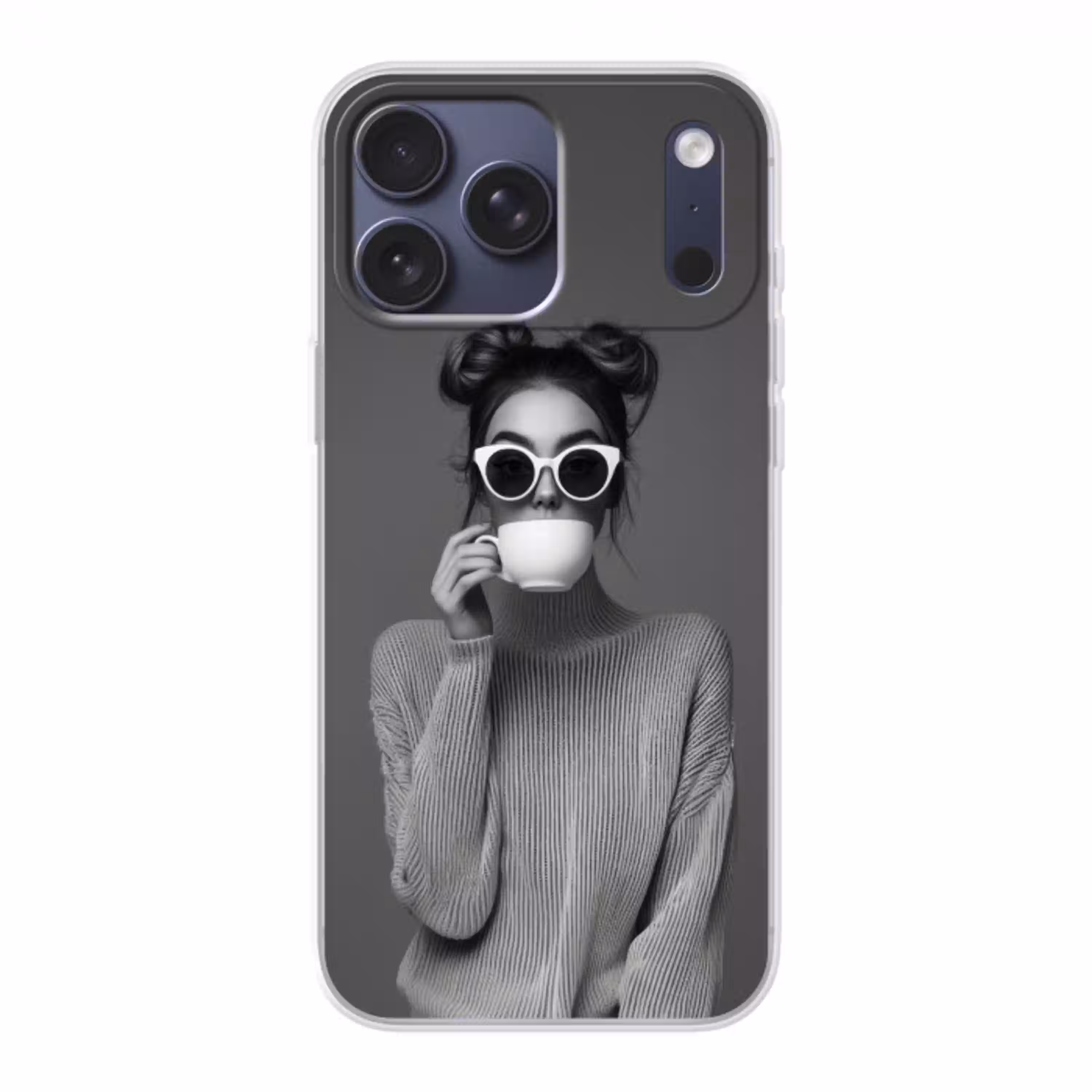 Vrouw - Koffie - Zwart - Wit Telefoonhoesje iPhone 17 Pro Max klein -3d