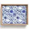 Bloemen - Blauw - Patroon - Wit Dienblad Rechthoek middel 911 -z3d_shopping