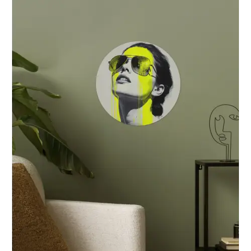 Vrouw - Bril - Verf Wandcirkel behangsticker klein -sfeer2