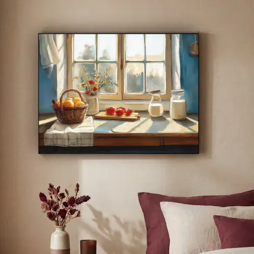 Stilleven - Keuken - Doorkijk - Vintage Textielframe zwart klein -sfeer1