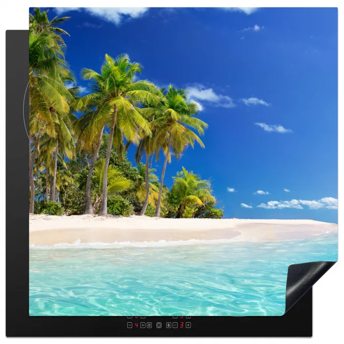 Strand - Zee - Palmboom - Zon - Zomer Inductie beschermer vinyl 3mm middel -3d