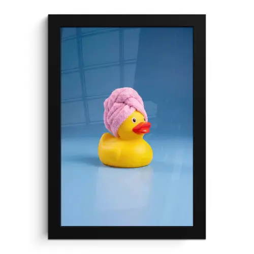 Badeend - Handdoek - Blauw fotolijst zwart zonder passe partout klein -3d