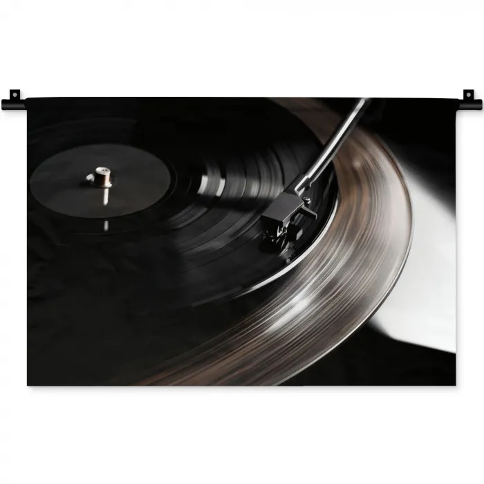 Close-up - Vinylplaat - Platenspeler - Zwart Wandkleed katoen klein -zz3d