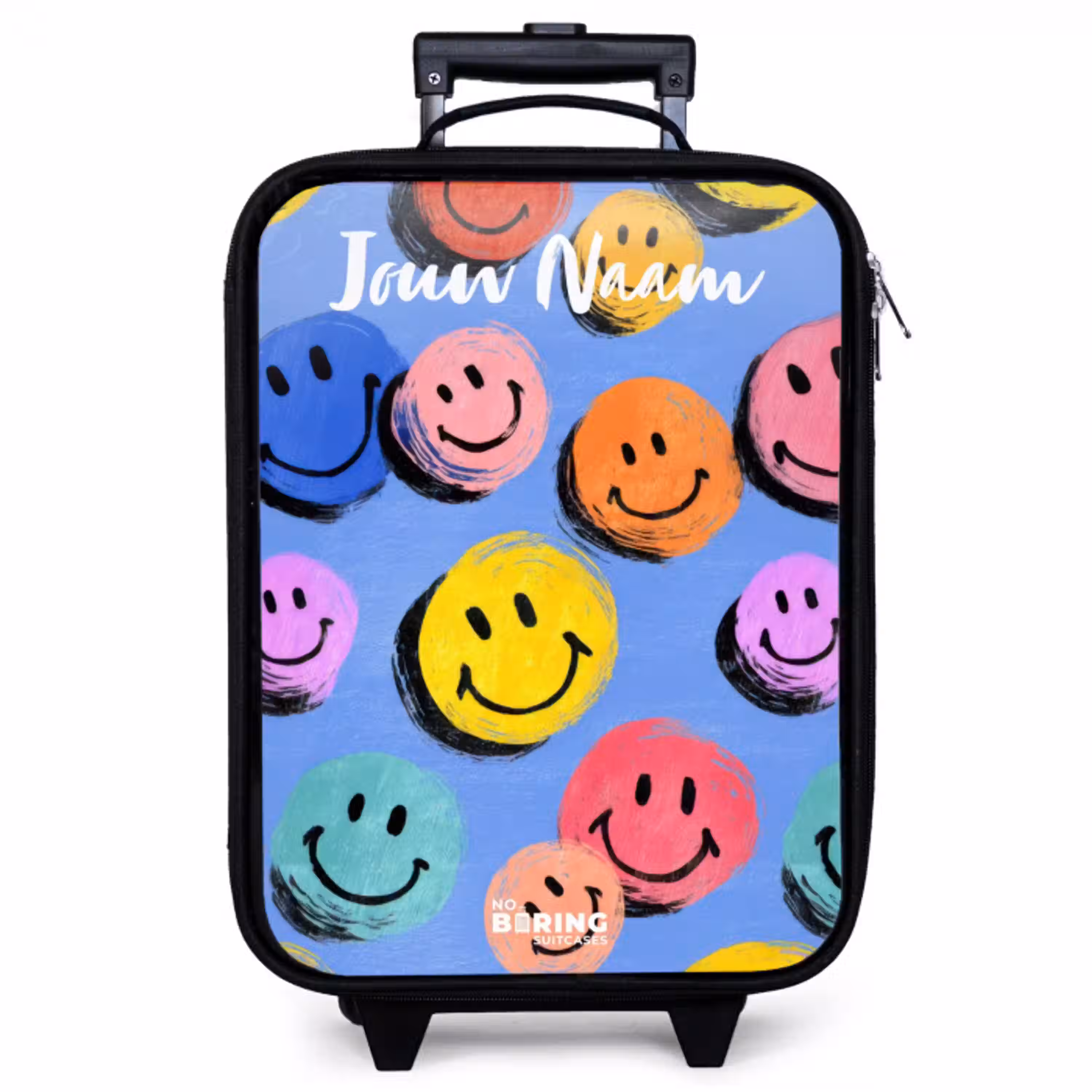 Een speels en kunstzinnig patroon van kleurrijke smileys Kinderkoffer - Zwart klein -zzz_website3d