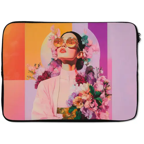 Portret - Vrouw - Abstract - Bloemen laptophoes neopreen klein -zkaufland3dotto