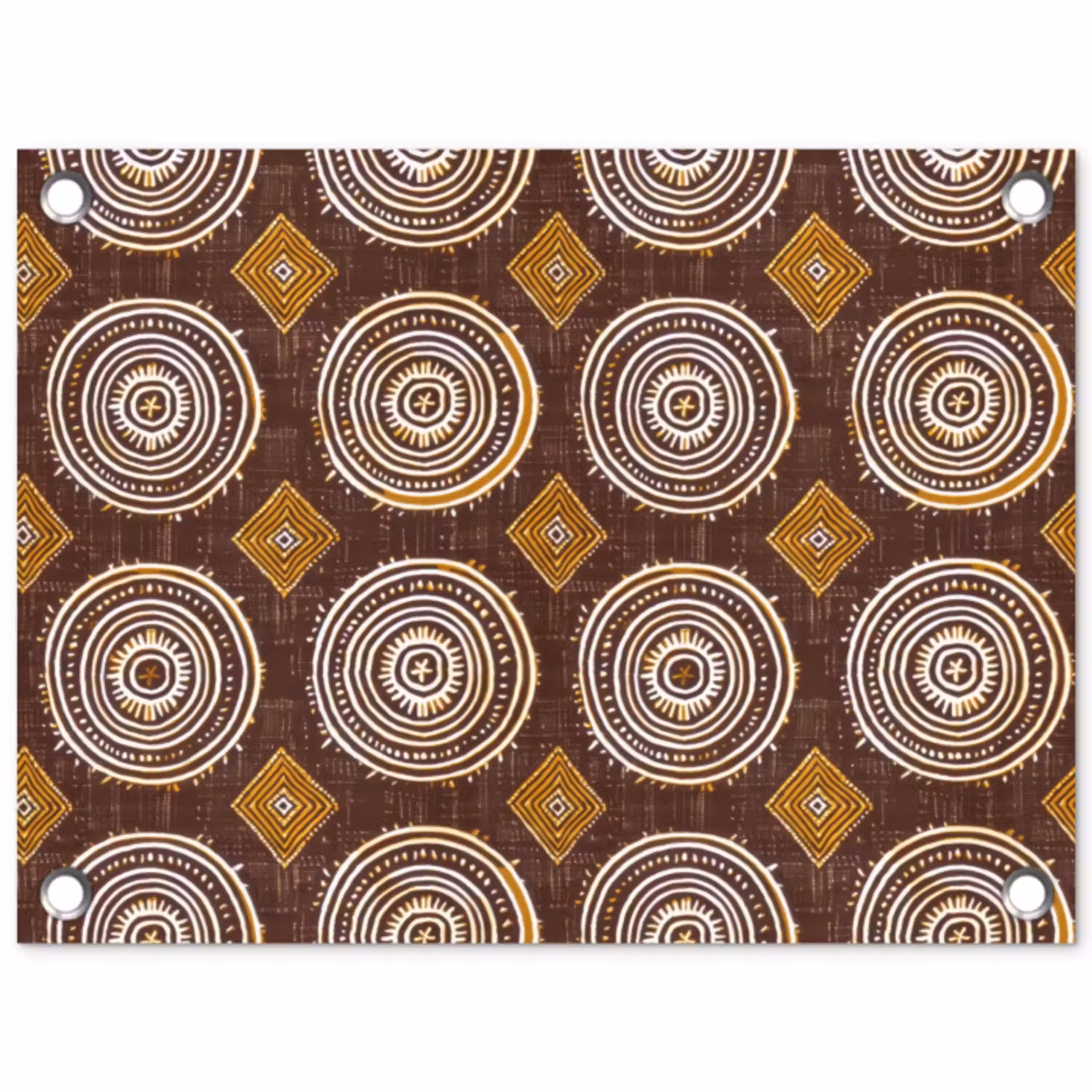 Chocoladebruin - Etnisch - Tribaal - Cirkels - Patroon tuinposter los doek klein 239 -3d