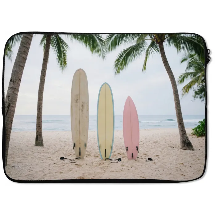 Surfboard - Palmbomen - Kleurrijk laptophoes neopreen klein -zkaufland3dotto