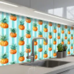 Ananas - Strepen - Groen keuken achterwand 2 middel 871 -3d_schuin