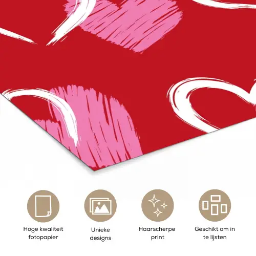 Patroon - Hartjes - Roze - Valentijn poster papier klein -closeup_NL