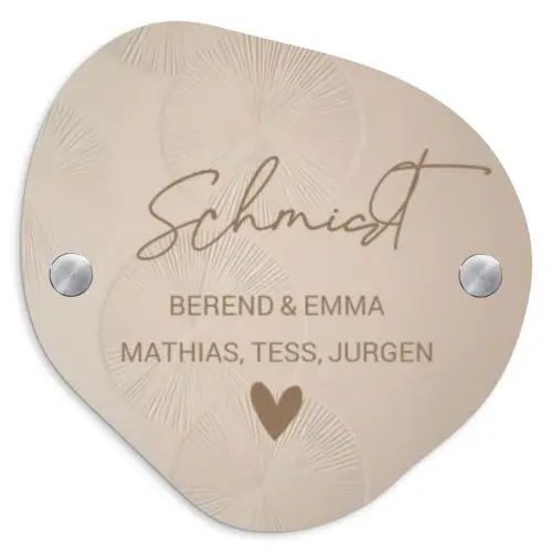 Beige reliëf lijnen - Sierlijk Naambord Organisch middel -3d