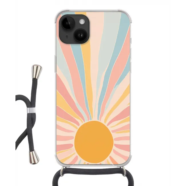 Handyhülle mit Band - Illustration - Sonne - Pastellfarben