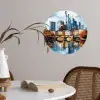 Bomen Frankfurt- Stad - Skyline - Brug Wandcirkel behangsticker klein -sfeer3