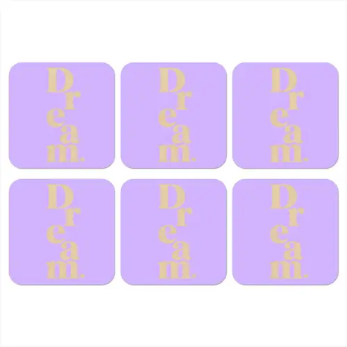 Dream - Paars - Typografisch onderzetter kurk middel -3d