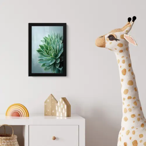 Vetplant - Bladeren - Groen - Wazig fotolijst zwart zonder passe partout klein -usfeer4_kinderkamer