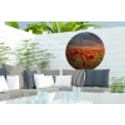 Zonsondergang - Klaprozen - Rood - Bloemen - Veld - Natuur Wandcirkel tuinposter met ringen klein -buiten2