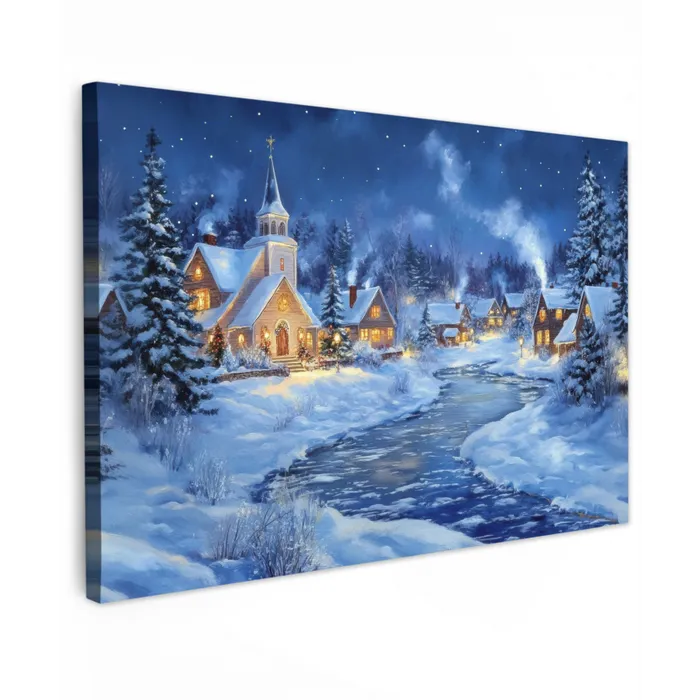 Winteravond - Kerstdorp - Donker canvas 2cm klein -z3d