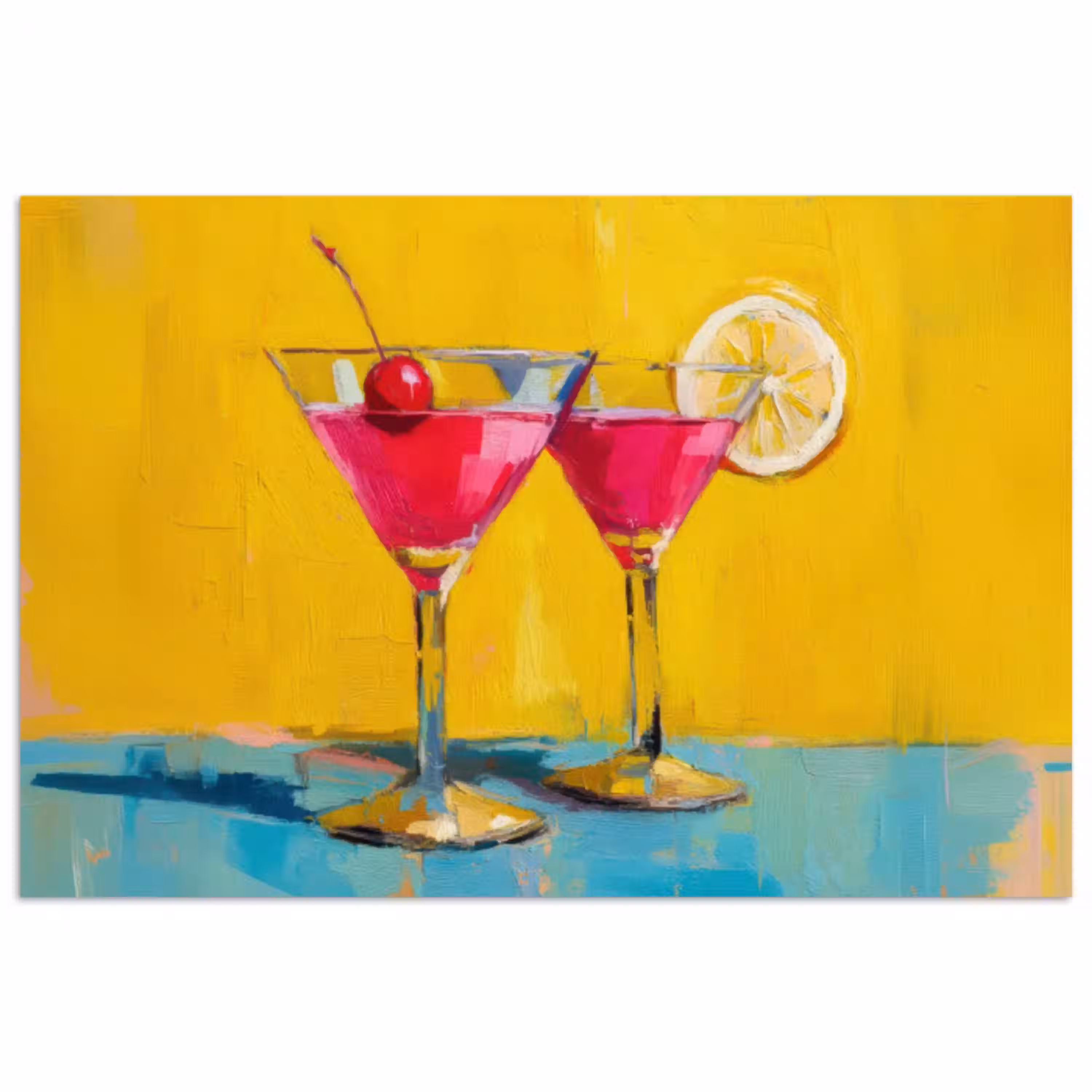 Glazen - Cocktail - Citroen - Kers poster papier klein -3d
