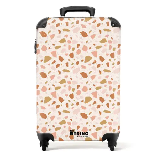 Terrazzo patroon veelkleurig beige roze NBS - Handbagage koffer - Volwassenen Unisex middel -productfoto_recht