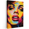 Vrouw - Gezicht - Kleurrijk Tuinposter op houten frame 2 cm dik klein -3d