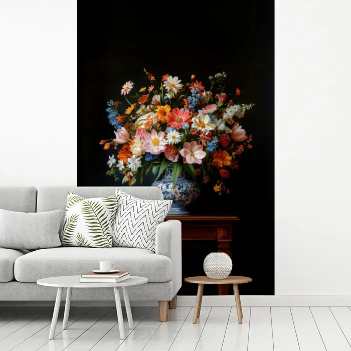 Boeket - Roze - Bloemen - Vaas fotobehang vinyl groot -woonkamer