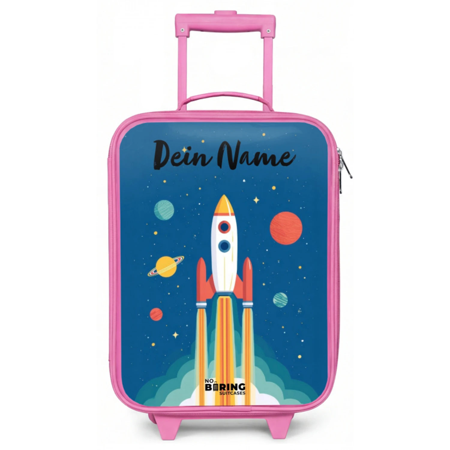 Raket - Planeet - Sterren - Veelkleurig Kinderkoffer - Roze klein -zz3dotto