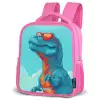 Dino met zonnebril Kinderrugzak - Roze middel -schuin