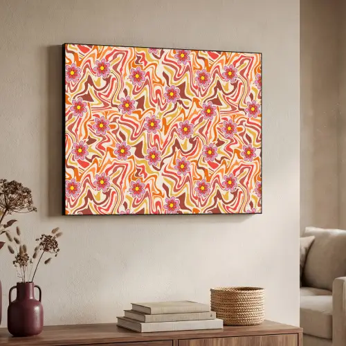 Retro - Bloemen - Patroon Textielframe zwart klein 947 -sfeer3