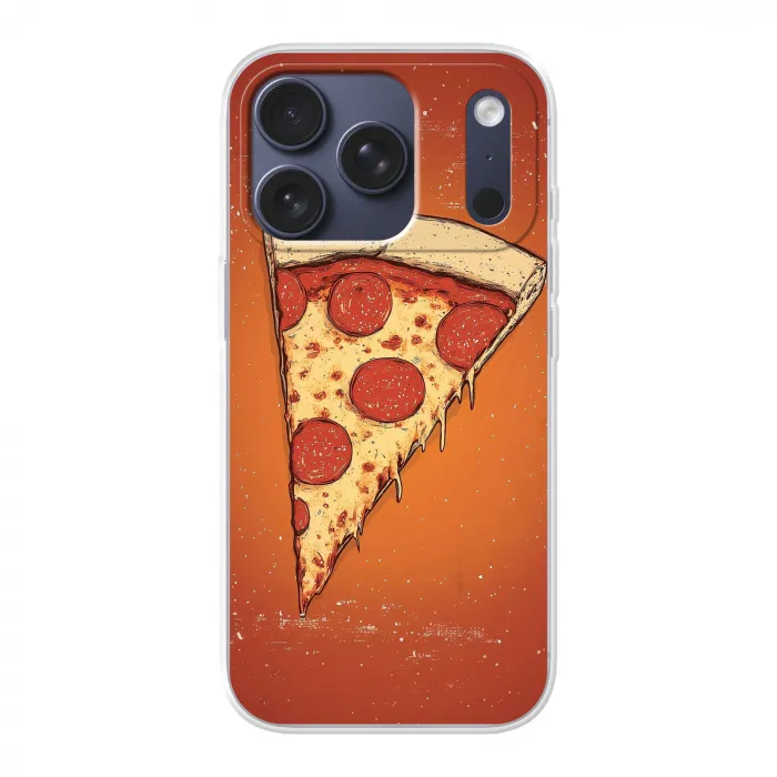 Pizza - Kaas - Rood - Pepperoni Telefoonhoesje iPhone 17 Pro klein -3d