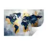 Wereldkaart - Blauw - Abstract Muursticker klein -3d