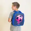 Voetbal -  Verf - Roze - Blauw Kinderrugzak - Blauw middel -sfeer2