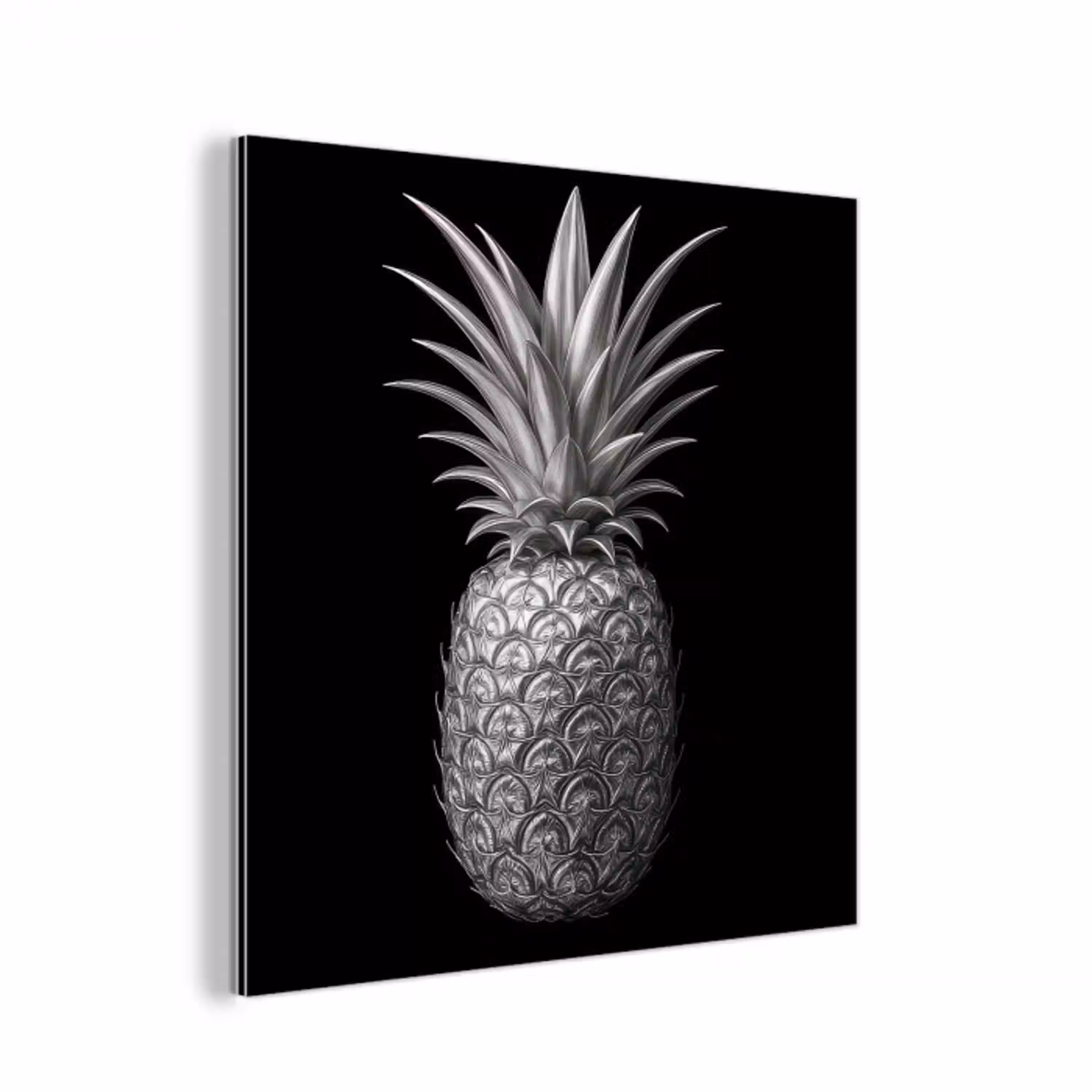 Ananas - Gedetailleerd - Bladeren aluminium wit klein -3d