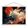 Witte vos - wolken - maan textielposter latten blank klein -3d