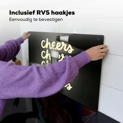 Cheers - Wijn - Zwart - Wit Inductie beschemer met haakjes klein -ky-ophangen-nl