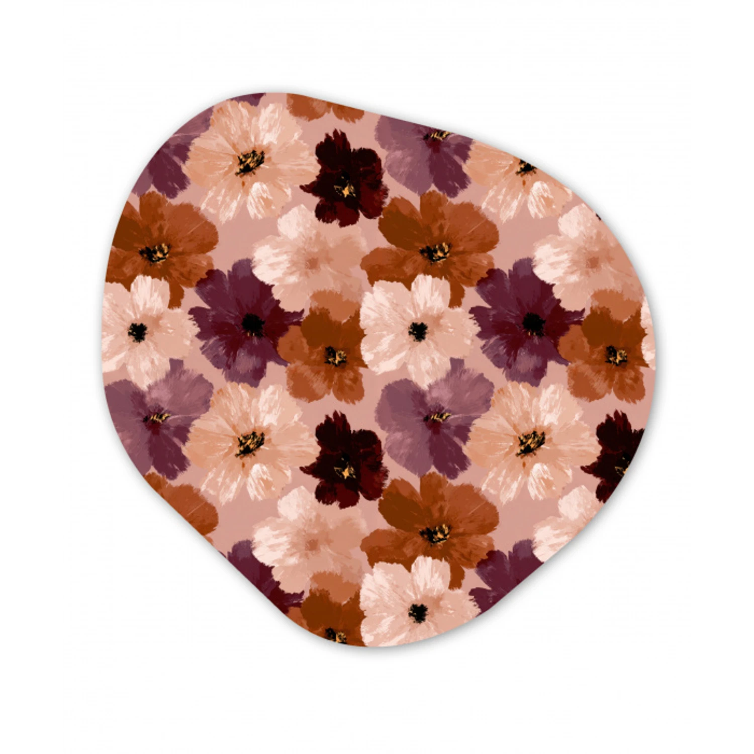 Bloemen - Abstract - Aardetinten Wandcirkel Organisch Aluminium middel 851 -3d