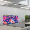 Bloemen - Blauw - Roze keuken achterwand spatscherm klein -3d_schuin