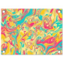 Geel - Roze - Blauw - Retro tuinposter los doek klein -3d