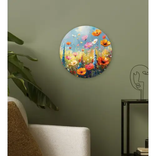 Bloemen - Natuur - Botanisch - Kunst Wandcirkel kunststof plaat 5mm dik klein -sfeer3
