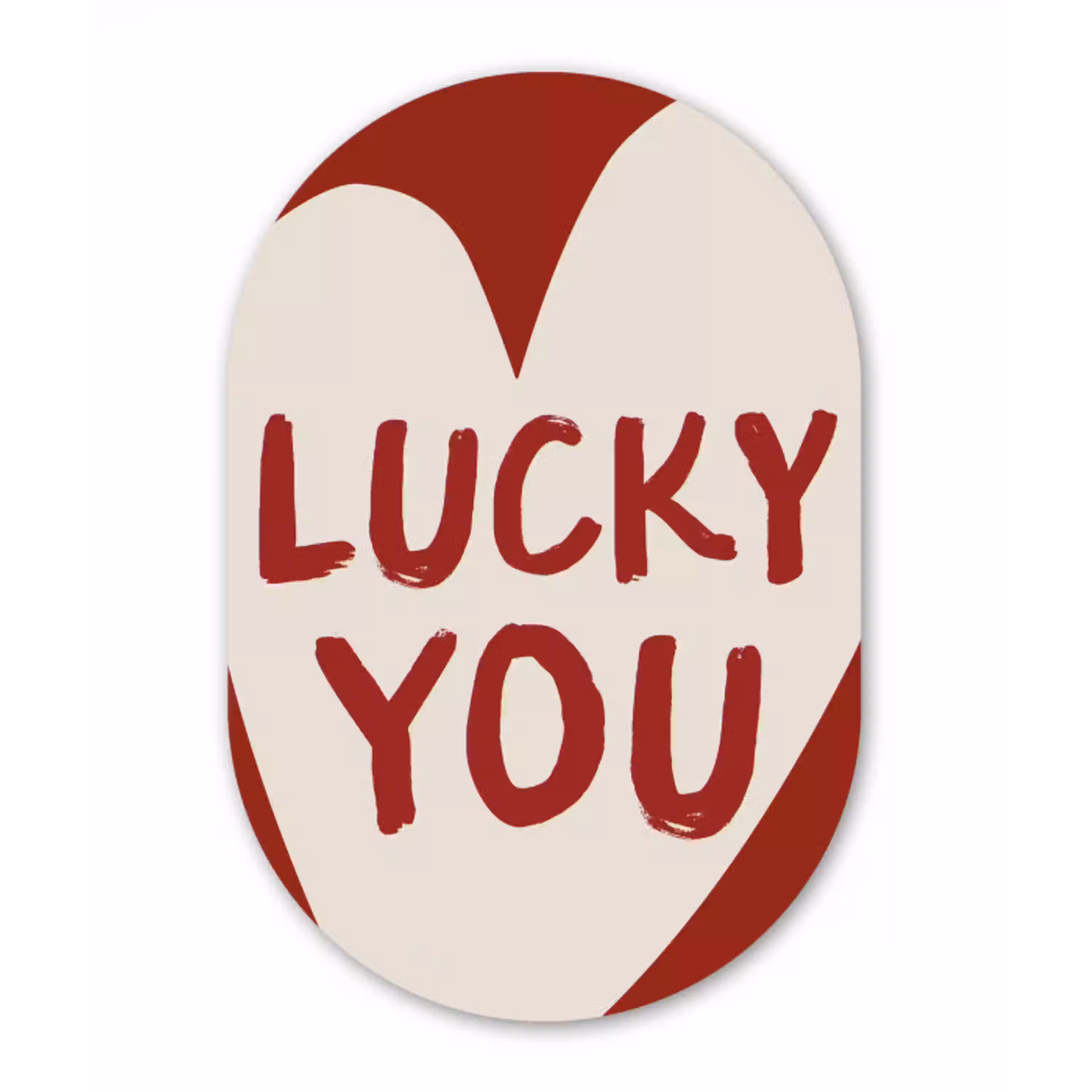 Lucky - Hart - Rood Wandcirkel Ovaal Glas middel -3d