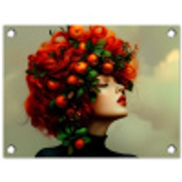 Vrouw - Appels - Rood - Bladeren tuinposter los doek klein -3d