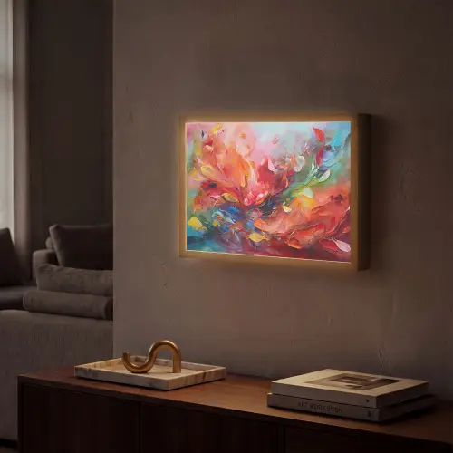 Olieverf - Kunst - Abstract - Kleurrijk Light Box met batterij (Wandlamp) middel -sfeer1