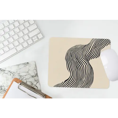 Golvend - Lijnen - Abstract - Silhouet muismat rubber klein -witbureau