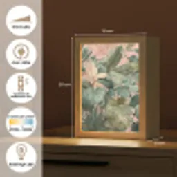 Compositie van bladeren - Groen - Roze Light Box met kabel (Tafellamp) klein -USP_FR